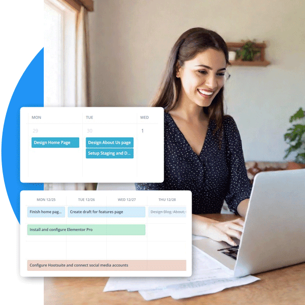 HiveDesk project timeline view showing task schedules and progress