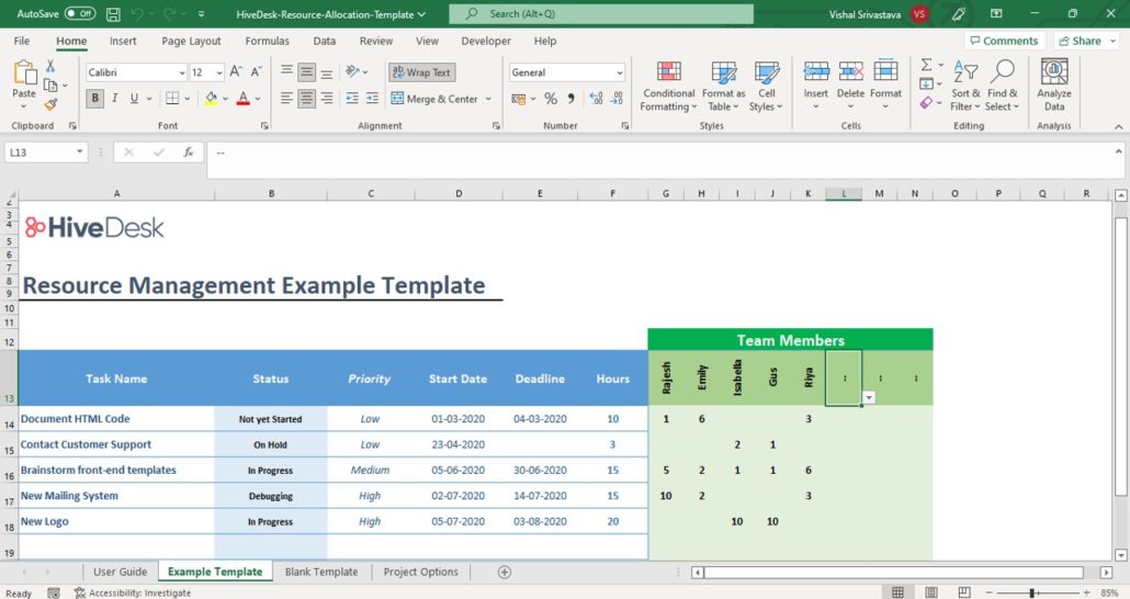 Resource Allocation Template