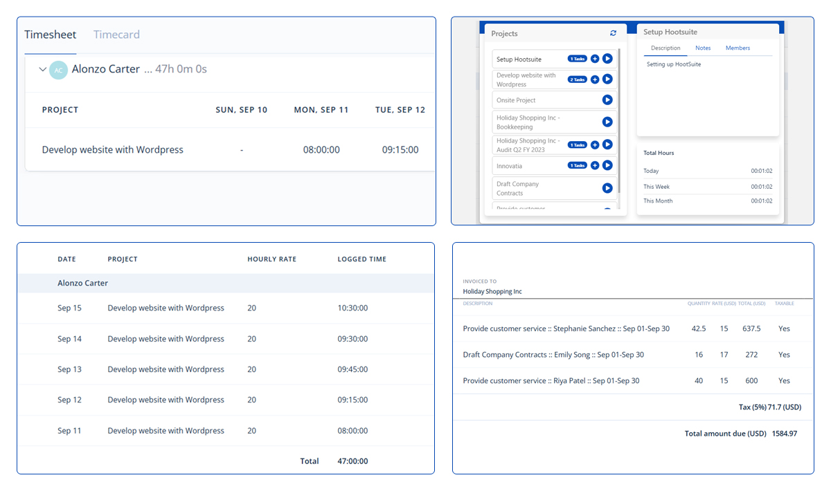 Time tracking software screenshots HiveDesk